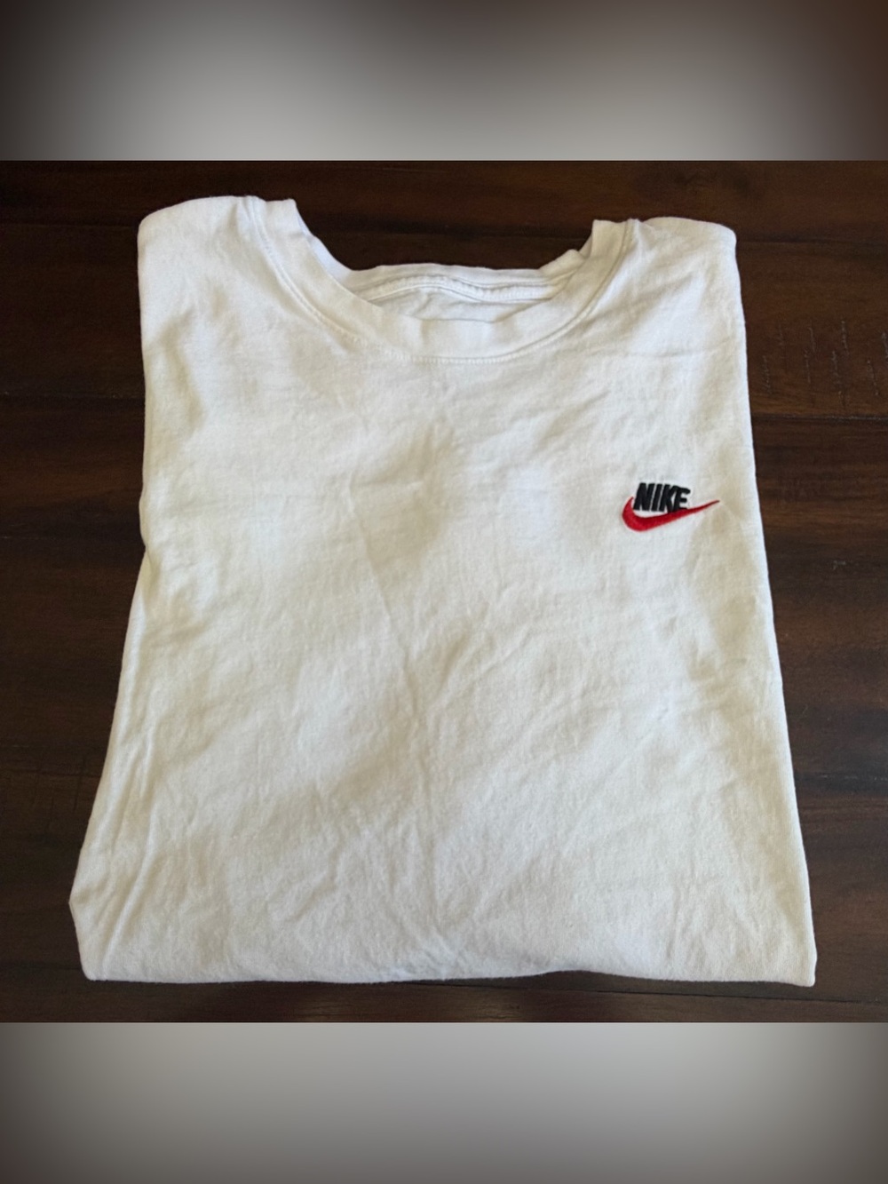Nike Embroidered Swoosh Tee | White Heavyweight Cotton | Large Tall